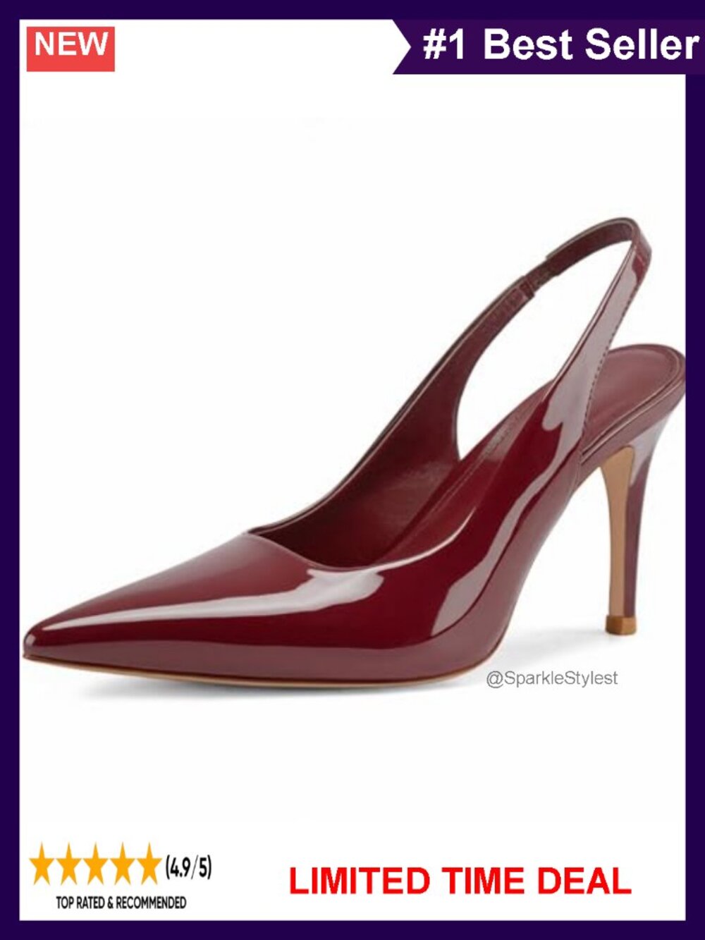 Slingback Stiletto Heels Pointed Toe PU Pumps for Wedding Formal